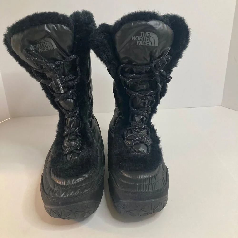 Womens The North Face Nuptse IV Fur Goose Down Boots Black‎ 6.5